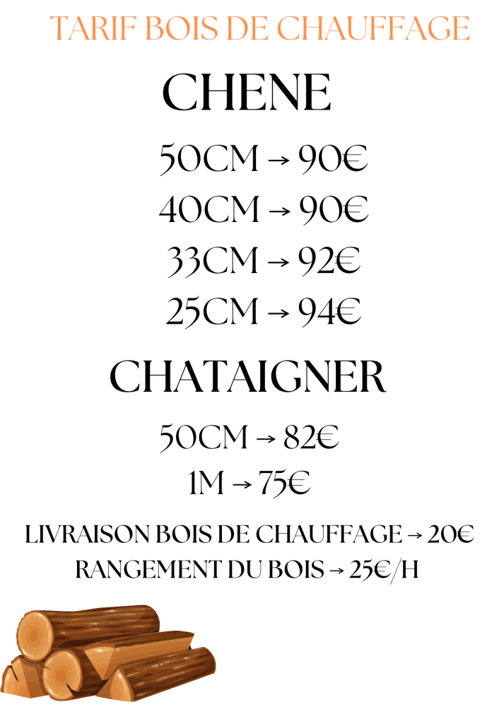 TARIF BOIS DE CHAUFFAGE